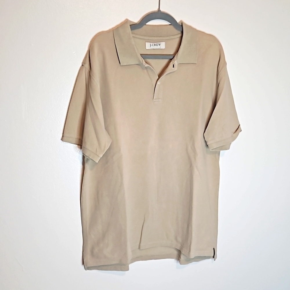 J Crew Polo Shirt Beige Tan Large